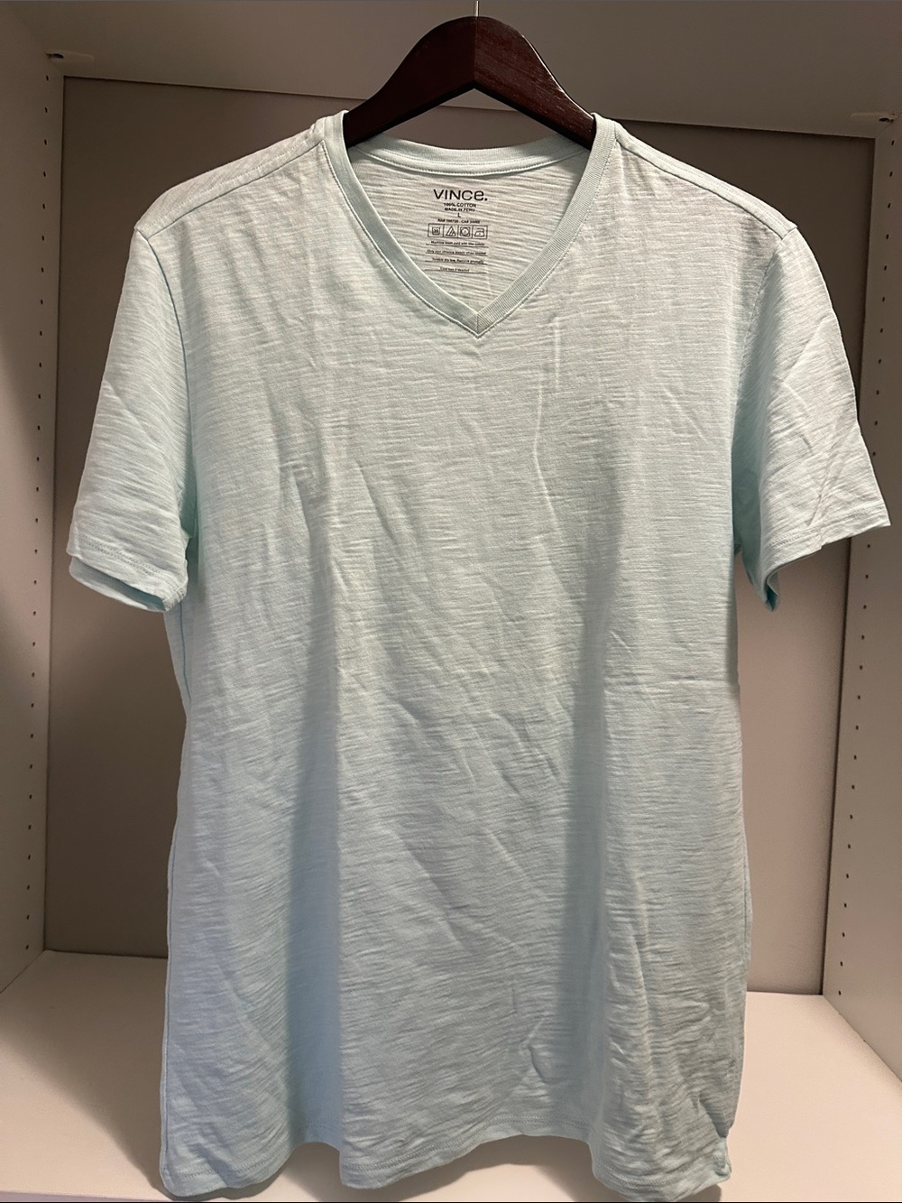 Vince Short-Sleeve V-Neck Tee in Pale Mint